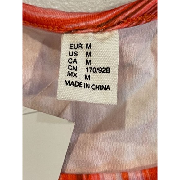 NWT Floerns Womens Marble Print Drawstring Side Bodycon Dress Orange White SZ M - Picture 11 of 13